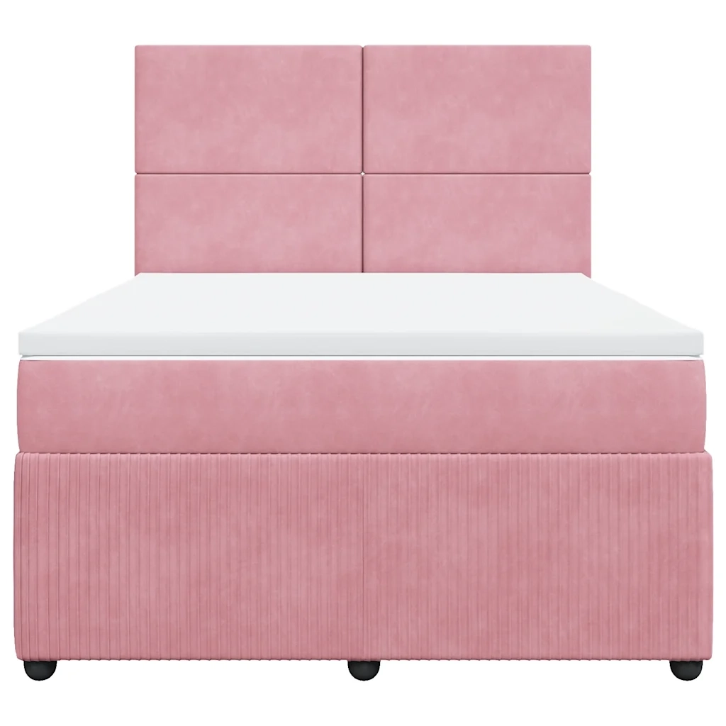 Giroletto a Molle con Materasso Rosa 140x190 cm in Velluto