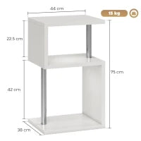 Tavolino con Luce LED a 3 Livelli con Ripiani e Struttura in Alluminio per Soggiorno Camera da Letto 44x38x75 cm Bianco