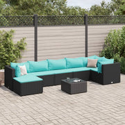 Set Mobili da Giardino con Cuscini 8 pz Nero in Polyrattan