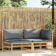Set Divani da Giardino 2 pz con Cuscini Grigio Scuro in Bambù 313151