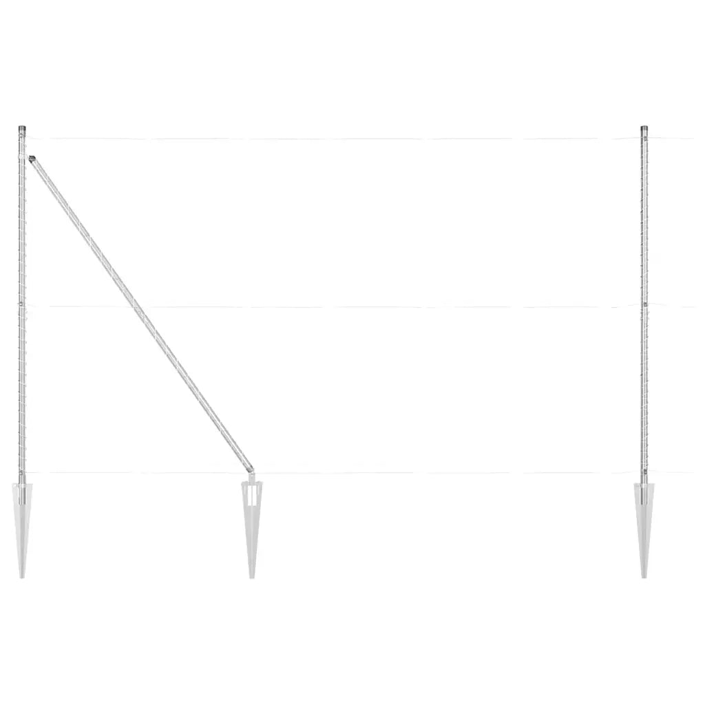 Palo della recinzione 7 pcs Argento Acciaio 42004280