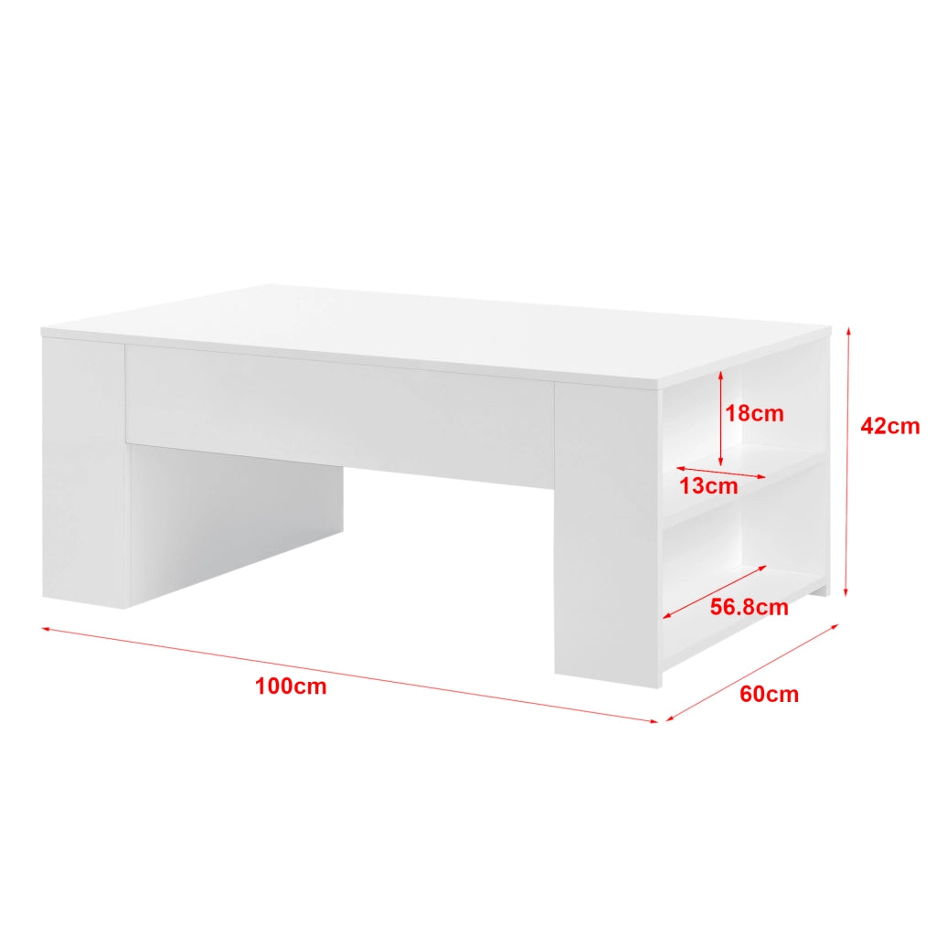 Tavolino da caffè/da Divano 42 x 100 x 60 cm Tavolo Basso da Salotto/Soggiorno in Forma Rettangolare con 2 Scomparti
