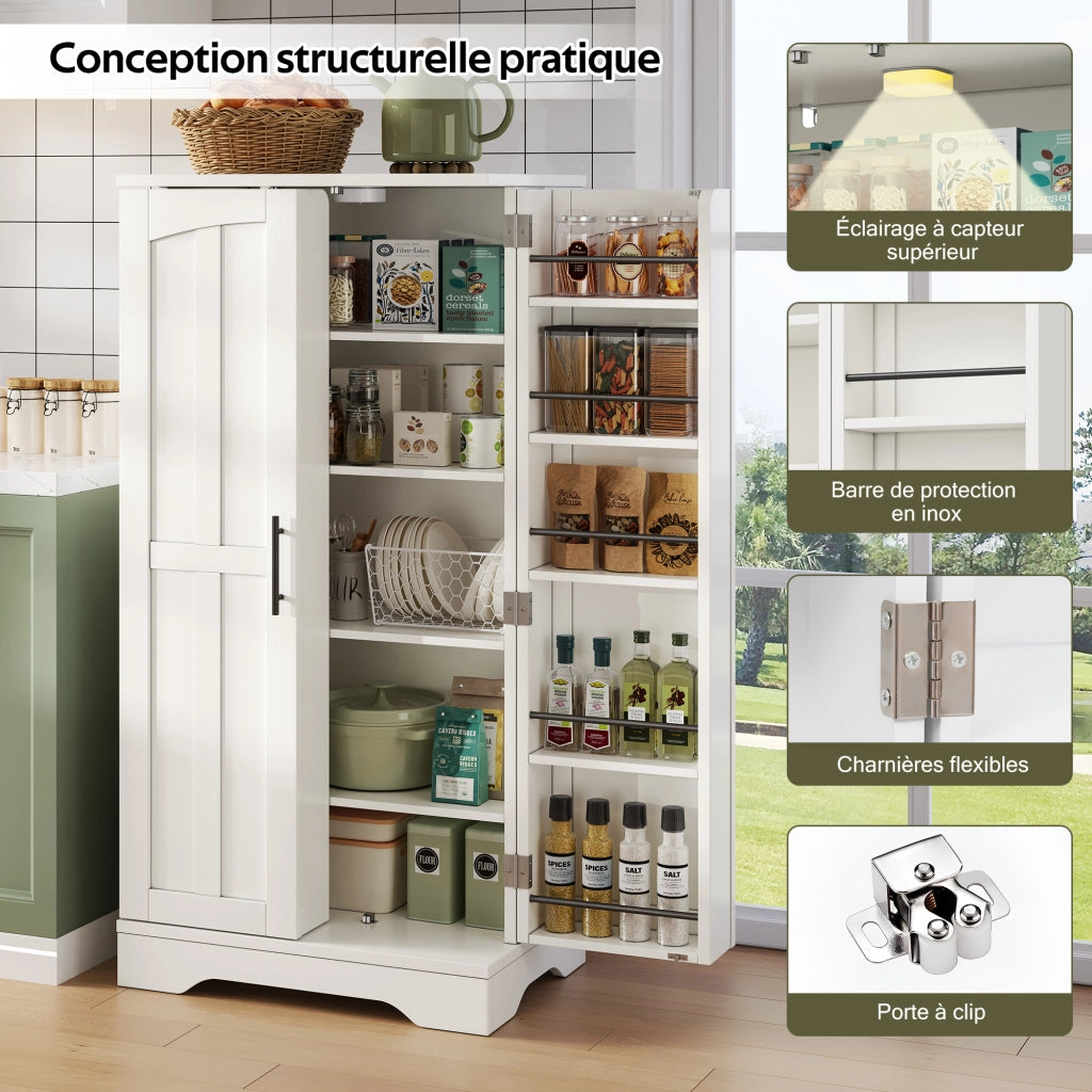 Mobile contenitore con LED sensore, 2 ante e ripiano regolabile, per cucina sala da pranzo e soggiorno, 120 × 60 × 40 cm