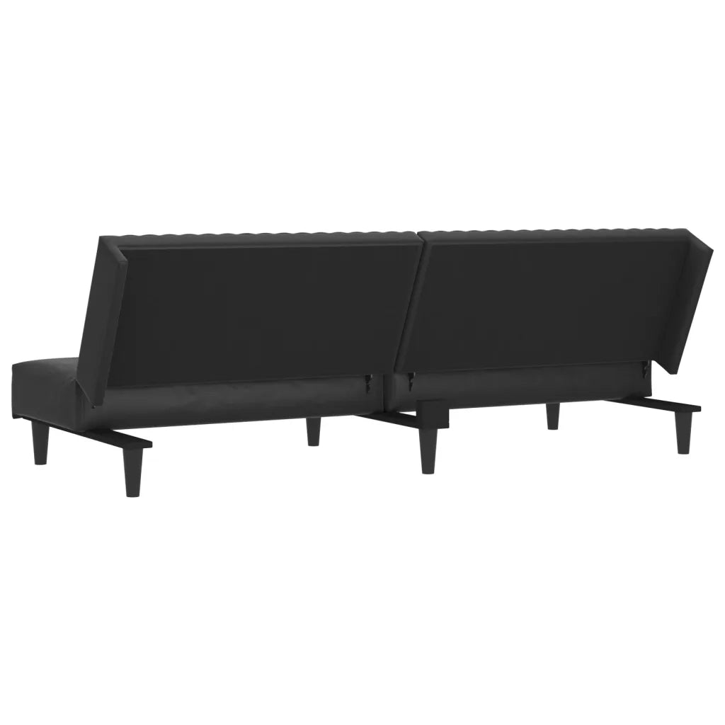 Divano Letto a 2 Posti Nero in Similpelle 375947