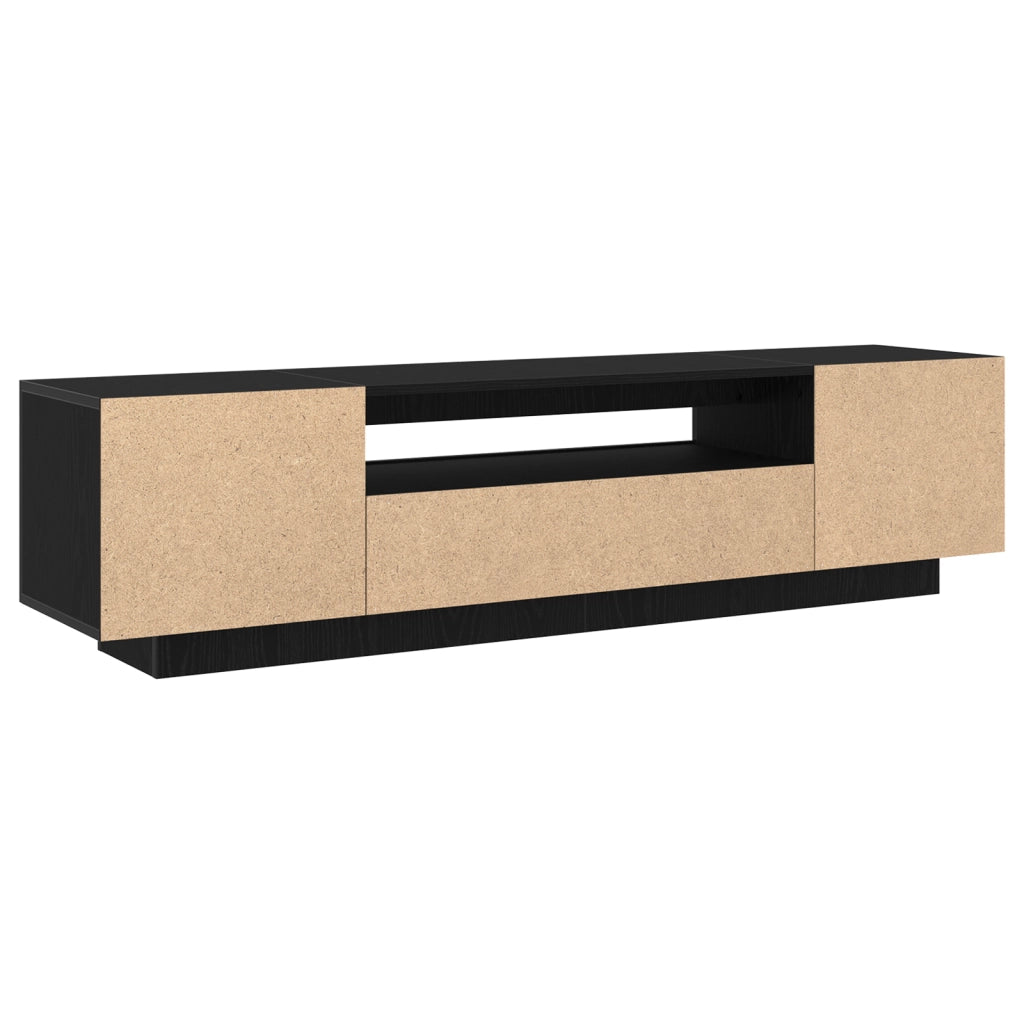 Mobile TV  con luci LED Nero Rovere 160x35x40 cm in legno ingegnerizzato