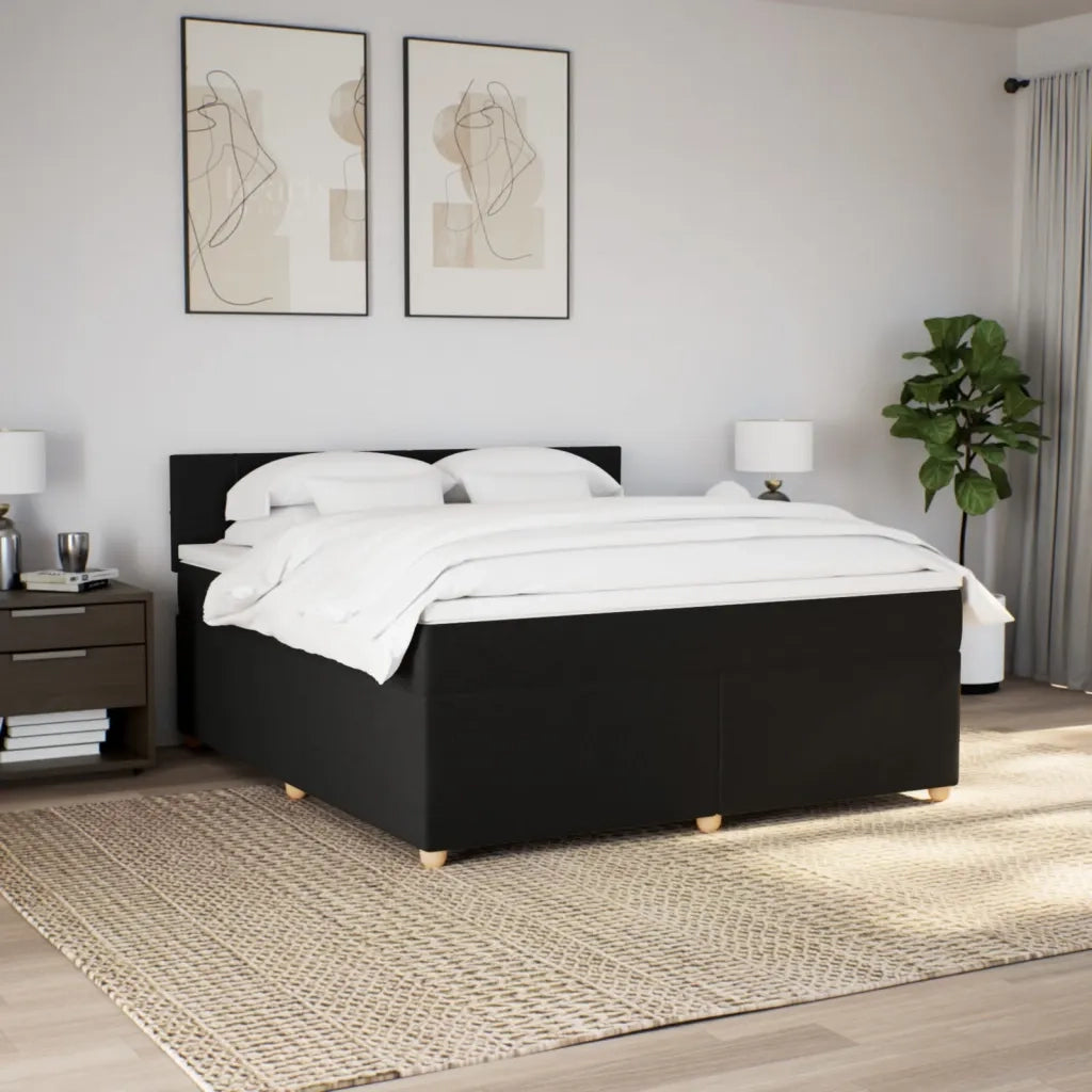 Giroletto a Molle con Materasso Nero 180x200 cm in Tessuto