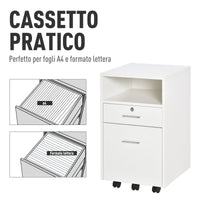 Easycomfort Cassettiera da Ufficio, Cassettiera per Scrivania Portadocumenti e Porta Stampante, 2 Chiavi, Bianca