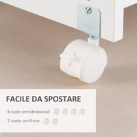 EasyComfort Mobile Porta Stampante con 4 Ruote, Cassetto e Armadietto, 60x39x80cm - Bianco