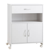 EasyComfort Mobile Porta Stampante con 4 Ruote, Cassetto e Armadietto, 60x39x80cm - Bianco