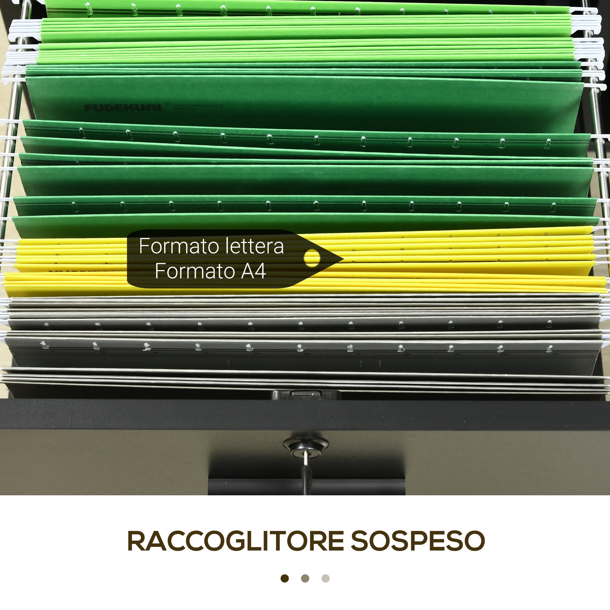 Easycomfort Mobile da Ufficio con 2 Cassetti Porta Documenti e Ripiani, Ruote con Blocco, 80x40x66cm, Nero