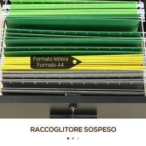 Easycomfort Mobile da Ufficio con 2 Cassetti Porta Documenti e Ripiani, Ruote con Blocco, 80x40x66cm, Nero