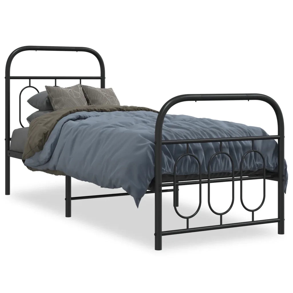 Giroletto con Testiera e Pediera Metallo Nero 75x190 cm 377125