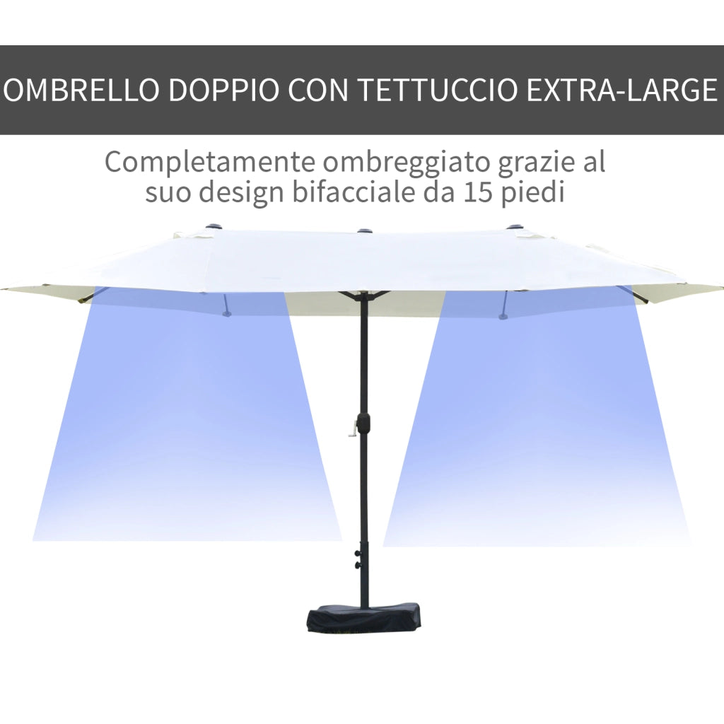 Ombrellone da giardino 12 stecche ¨C zephmum ¨C beige 455x265x238 cm