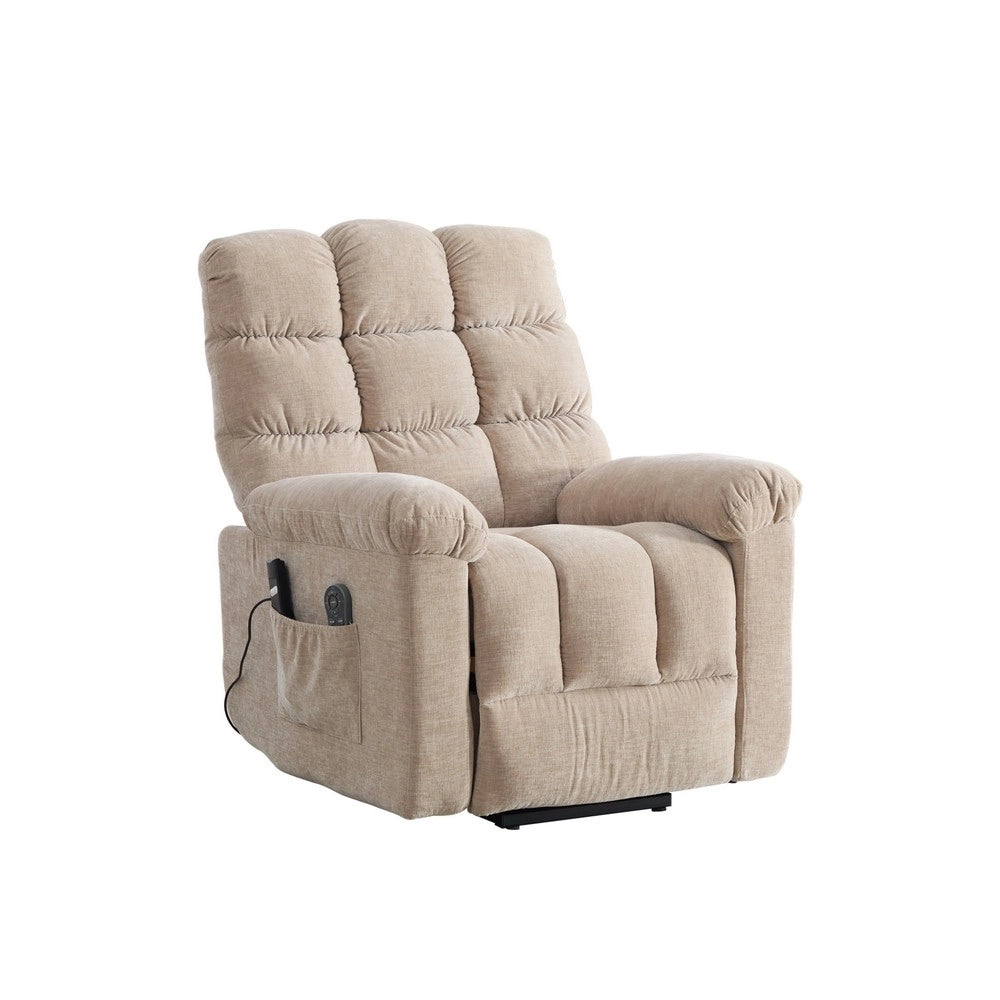 Poltrona Relax Elettrica Alzapersona con Massaggio, Riscaldamento e Poggiapiedi ¨C MINIMAL ¨C Beige Chiaro