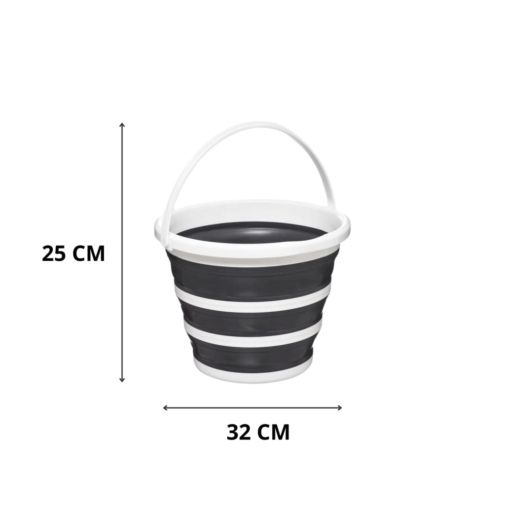 MOHOME Secchio Lavapavimenti Pieghevole 10 Litri Set da 2 Plastica Maniglia Portatile Grigio Bianco Richiudibile Salvaspazio Interno Esterno Lavaggio Auto Campeggio