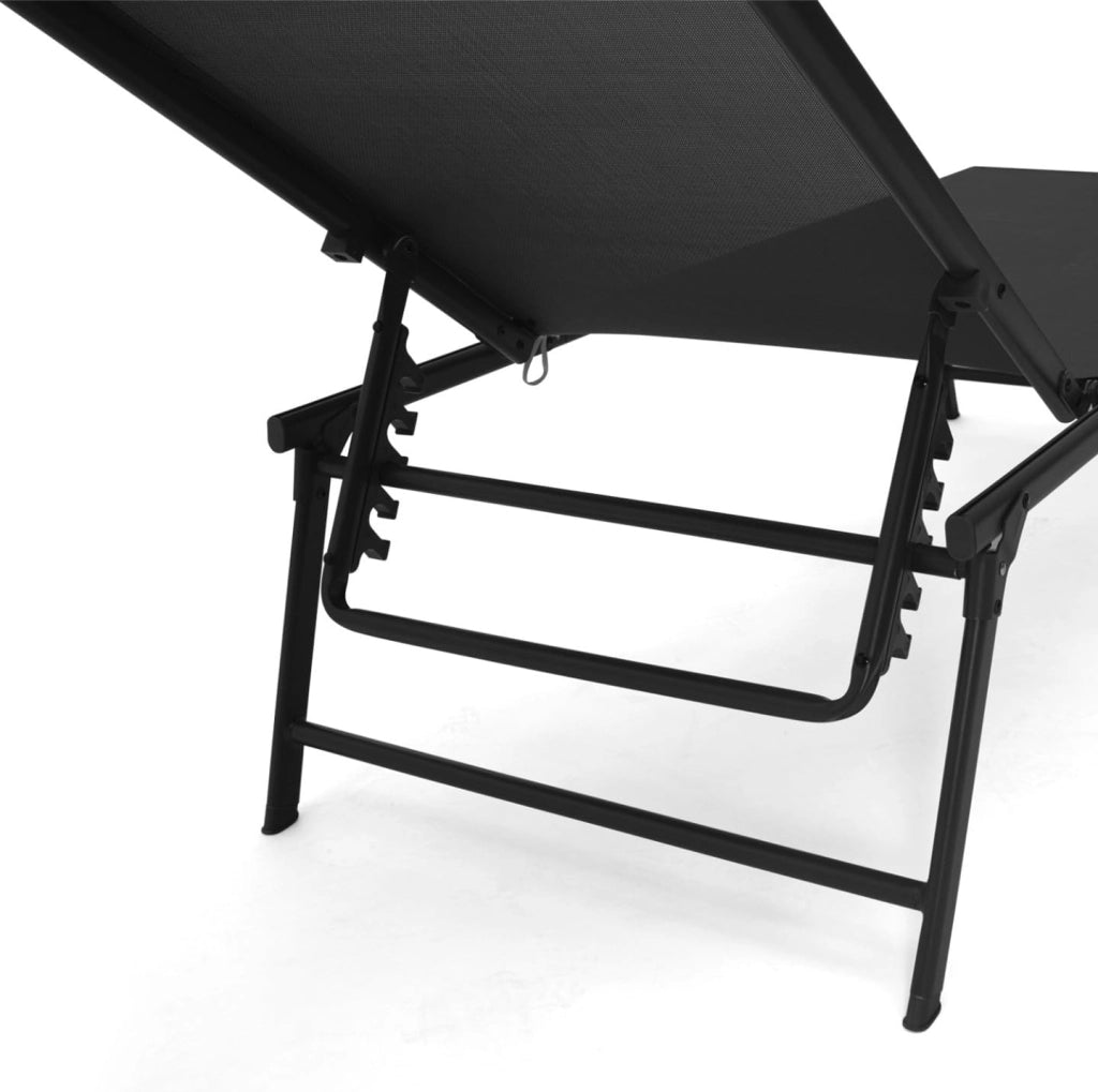 Set di 2 sedie da Giardino reclinabili Kailua in Acciaio e Tessuto Nero