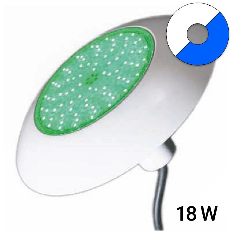 Faro Led Per Bocchetta Piscina  297 Mm Bianco-blu Da 1180 Lumen - 18 W Per Pvc O Piastrelle