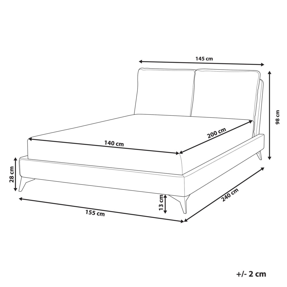 Letto matrimoniale imbottito in bouclè marrone 140 x 200 cm con rete a doghe stile moderno