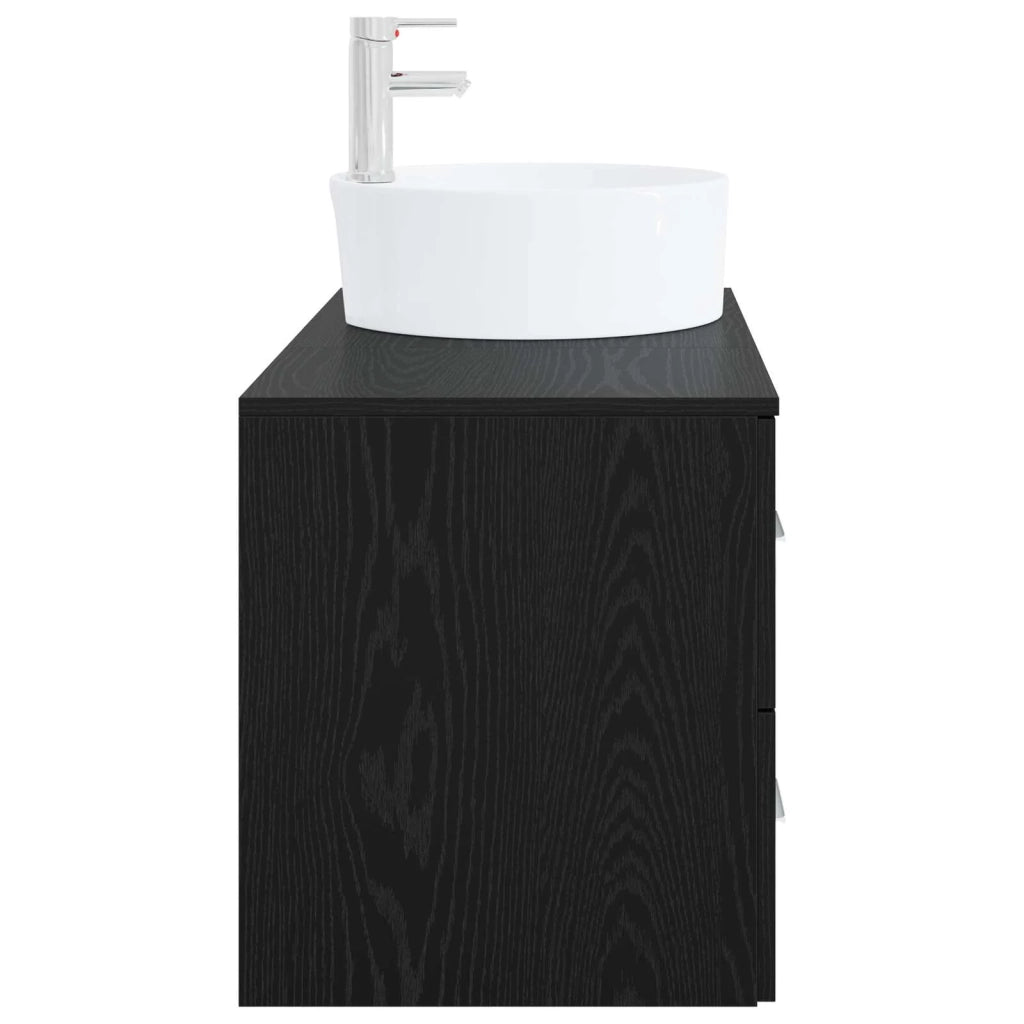 Set di mobili per il bagno 2 pz Rovere Nero 3403985