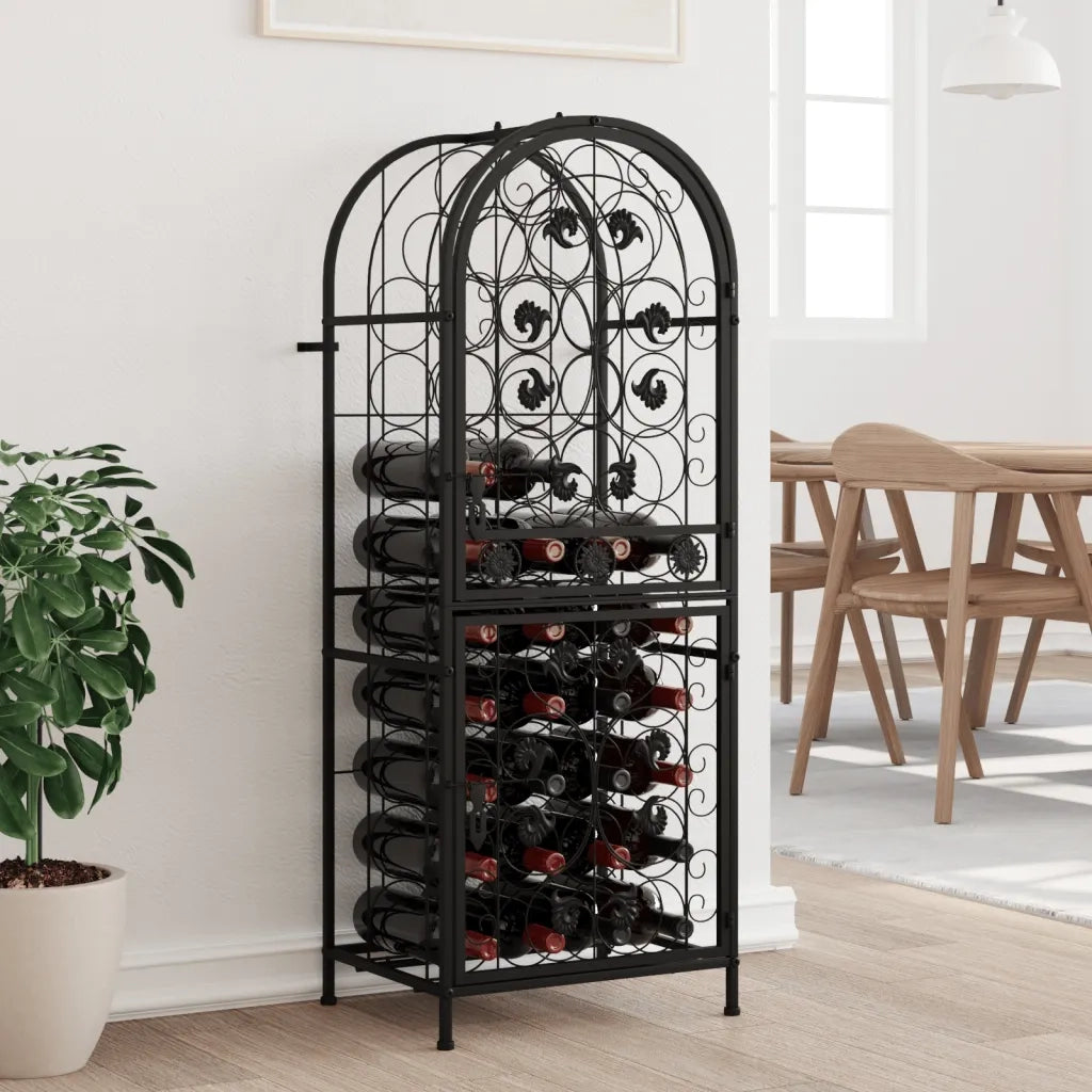 Portavini da 41 Bottiglie Nero 45x36x120cm in Ferro Battuto 358370