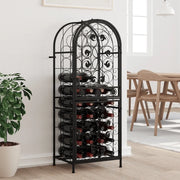 Portavini da 41 Bottiglie Nero 45x36x120cm in Ferro Battuto 358370
