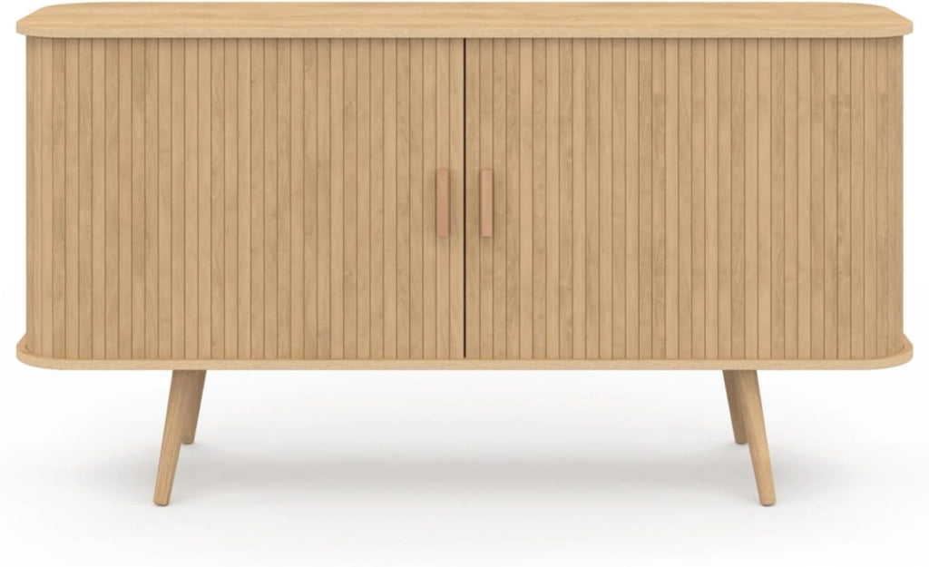 Aparador ROMIE efecto listones 2 puertas correderas 140 cm