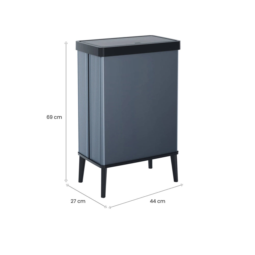 Pattumiera Tofino, Cestino portarifiuti, Bidone per raccolta differenziata, Mobile per spazzatura, 44x27 h69 cm, Blu