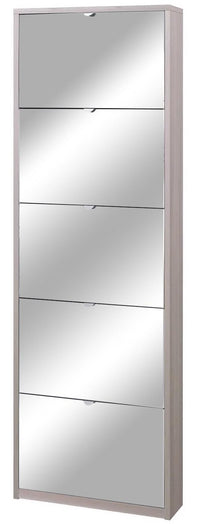 Scarpiera 5 Ante con Specchio 63x190x18 cm Olmo Chiaro