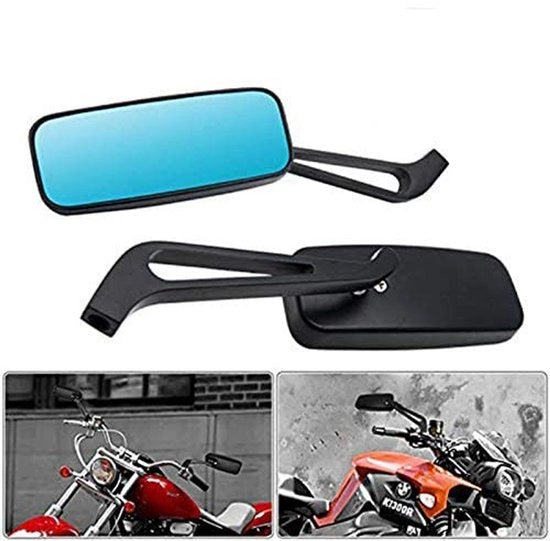 Specchio di retrovisore universale per motocicletta - rettangolare - 8mm/10mm - nero - 12cm x 4.8cm