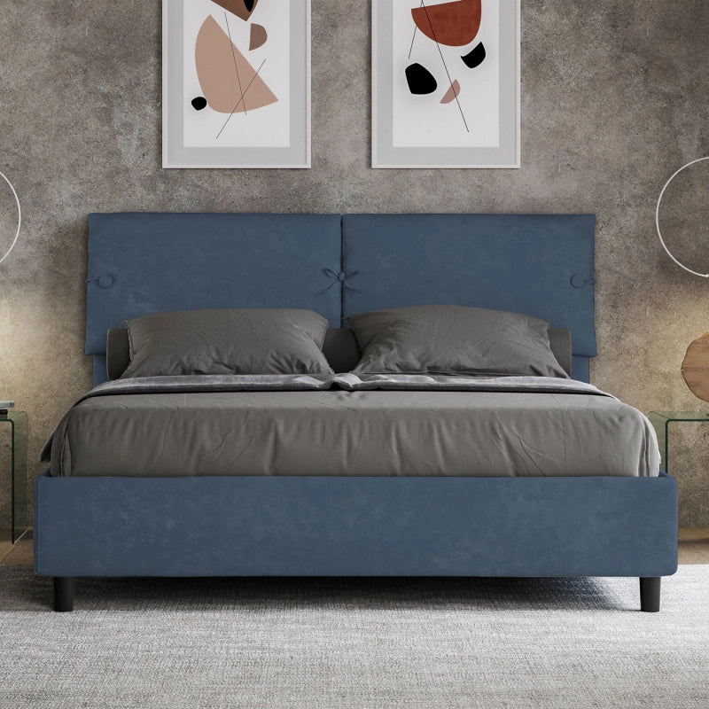 Letto imbottito Matrimoniale 160x190 cm Sleeper - Con rete,Microfibra,Blu