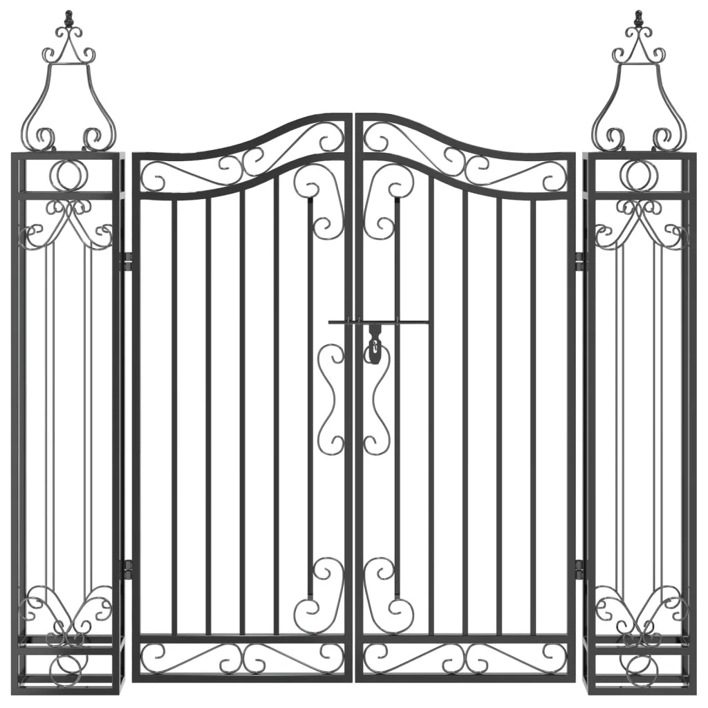 Cancello da Giardino Nero 121x8x120 cm in Ferro Battuto 363431