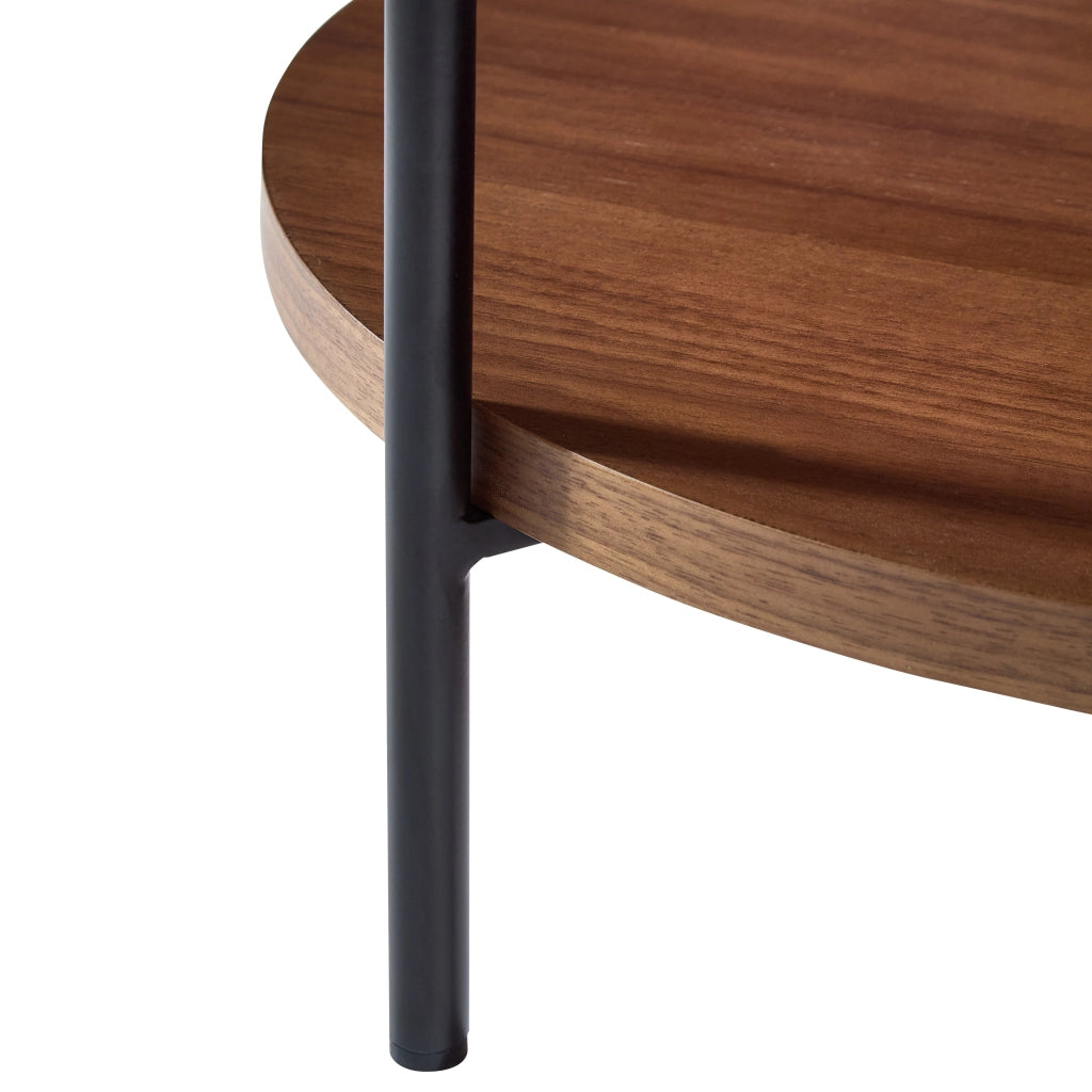 TAVOLO Basso Rotondo Ø69x38 cm in Legno Massello e MDF, Noce