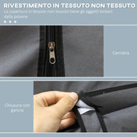 Armadio Guardaroba da Campeggio 125x43x162,5 cm con 8 Ripiani e 2 Barre Grigio Carbone