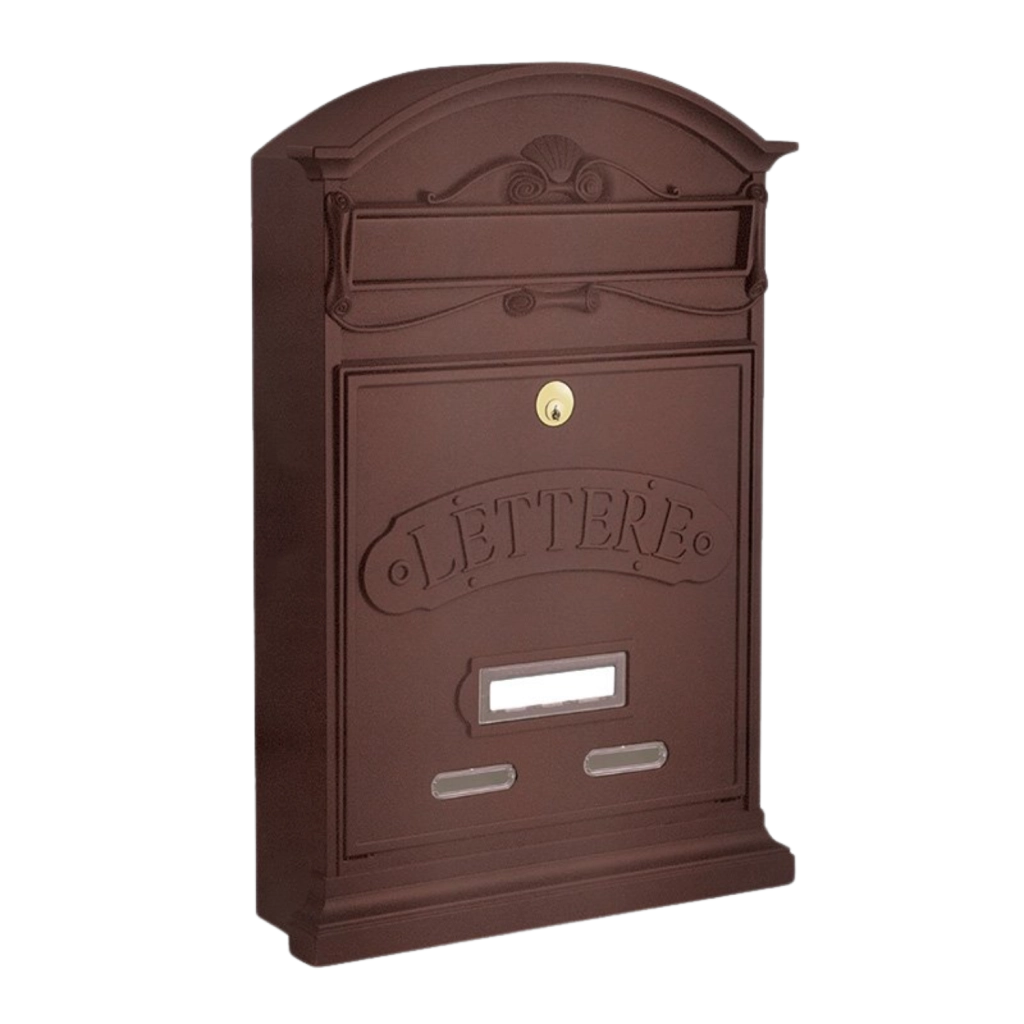 ALUBOX LETTERE Cassetta Postale Da Esterno 42X27X8,5 Cm Cassetta Posta Alluminio Pressofuso Cassetta Lettere Serratura Ottone Apertura A Vasistas Impermeabile Formato Rivista COLORE: RUGGINE