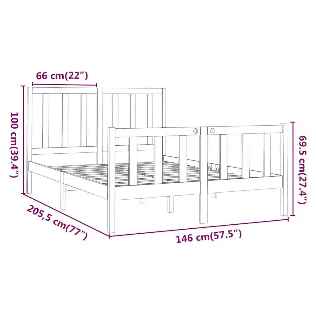 Giroletto senza Materasso-Struttura Letto 140x200 cm in Legno Massello di Pino 239706
