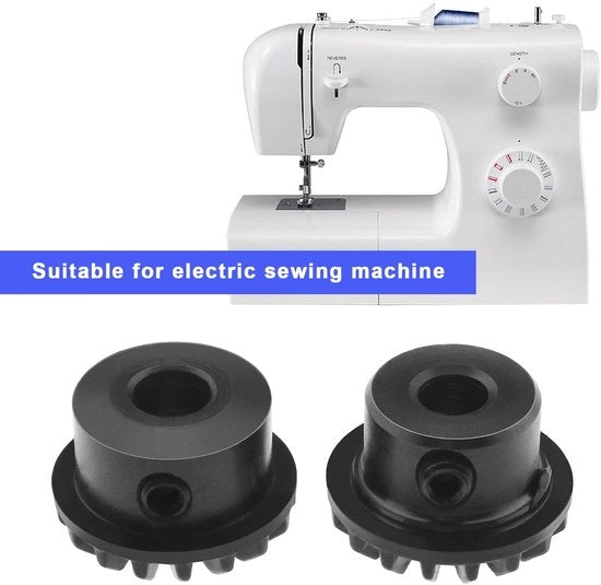 Set di ingranaggi a tempo per macchina da cucire - 2 pezzi - Compatibile con Singer 513/514/534/538 - Acciaio/Plastica - Dimensioni come mostrato - Nero - Pezzo di accessorio per macchina da cucire