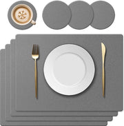 Set di 8 Piatte e Sottopiatte in Silicone Termoresistente - Antiscivolo e Lavabile - Grigio Scuro 40x30 cm