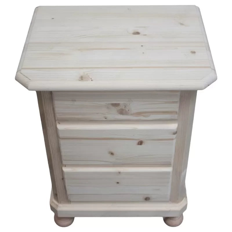 comodino classico 3 cassetti legno massello abete grezzo 50x38x65 (307) - Mobili 2G