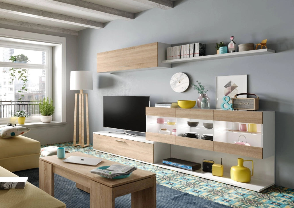 Tavolino da salotto Almo, Tavolino da caffè con piano elevabile, Tavolo basso da soggiorno, cm 100x50h43/84, Rovere