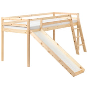 Letto a castello per bambini in legno con rete a doghe 90 x 200 cm con scivolo Marrone Chiaro per bambini