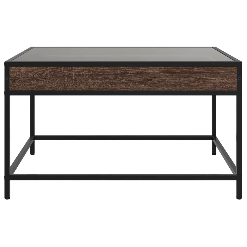 Tavolino da Salotto con LED Infinity-Tavolino da soggiorno Rovere Marrone 70x50x41 cm