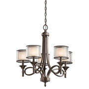 Lampadario Contemporaneo Lacey Acciaio Bronzo Antico Tessuto 5 Luci E14