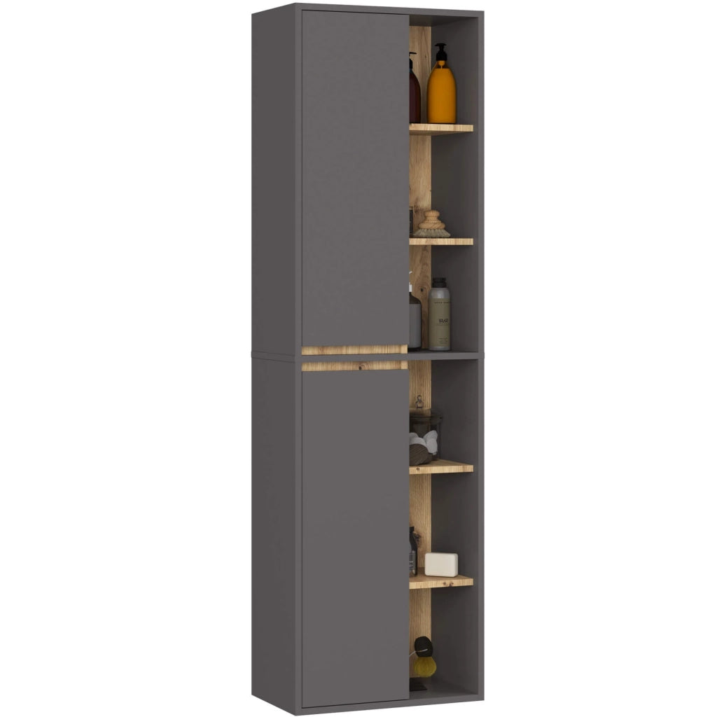 Set di mobili da bagno sospesi VAMI in Grigio Grafite con colore interno Rovere Artisan