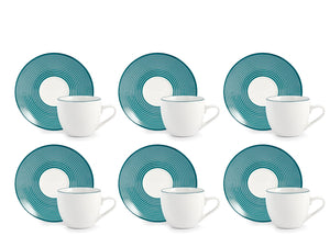 Confezione 6 tazze caffè echo con piatto in porcellana decorata