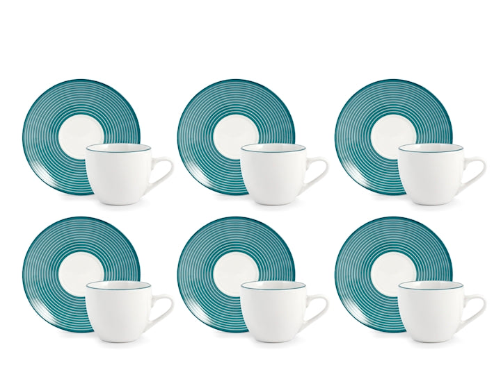 Confezione 6 tazze caffè echo con piatto in porcellana decorata