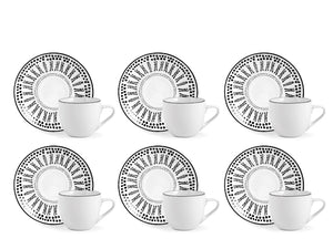 Confezione 6 tazze caffè voyage con piatto in porcellana decorata