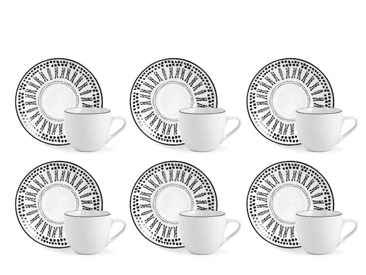 Confezione 6 tazze caffè voyage con piatto in porcellana decorata