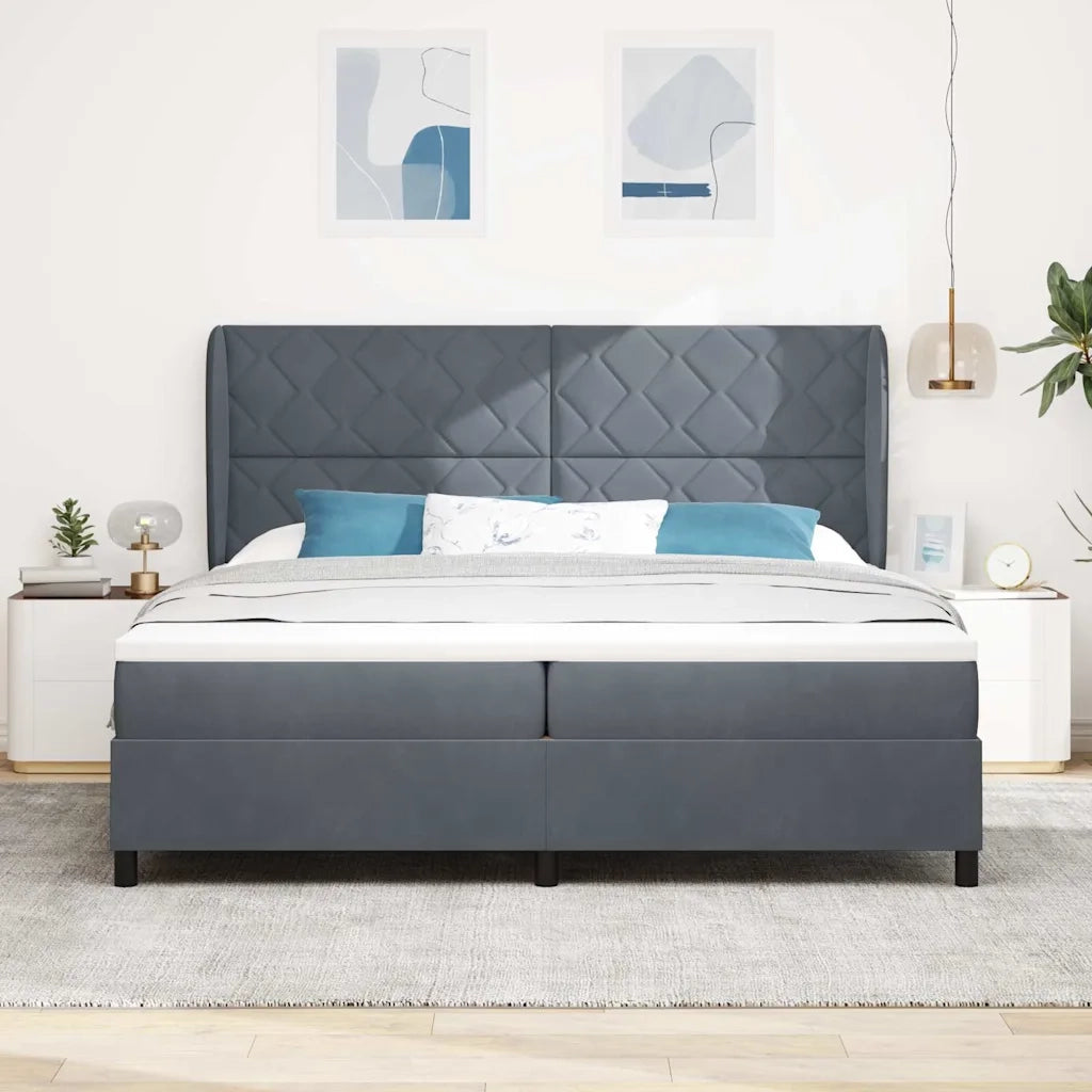 Letto a molle con materasso Grigio scuro 200 x 200 cm Velluto 3341001