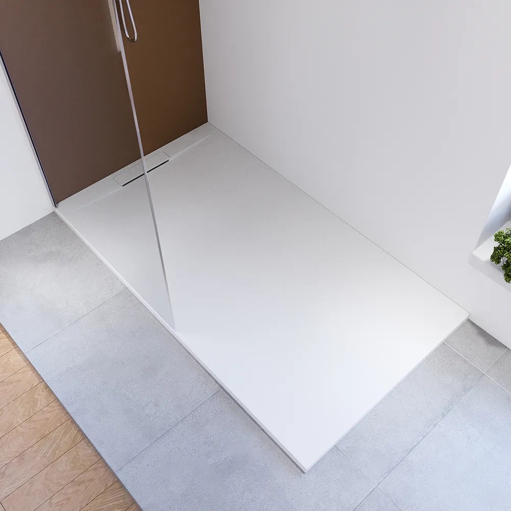 Piatto doccia 70x140 cm in marmoresina bianco effetto pietra | Paros