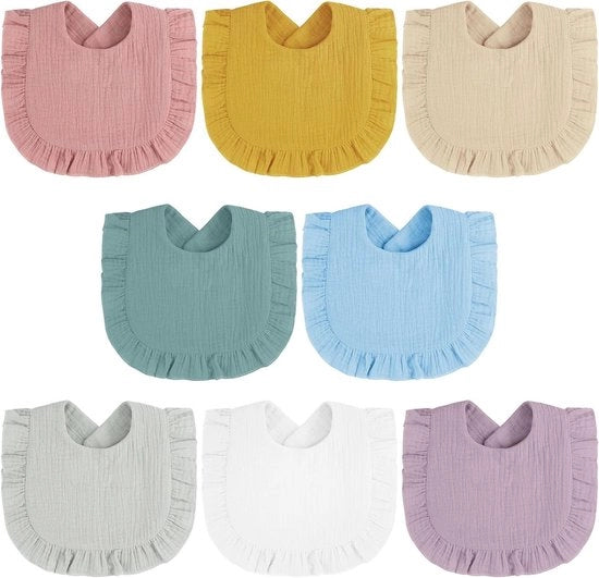 Set di assorbenti per bambini 8 pezzi - cotone, mussolina, assorbenti - alimentazione per neonati, denti - bambini da 0 a 3 anni - ragazzi e ragazze